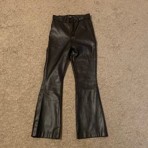 Zara leather flare pants